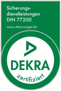 Logo DEKRA zertifiziert - Sicherungsdienstleistungen DIN 77200