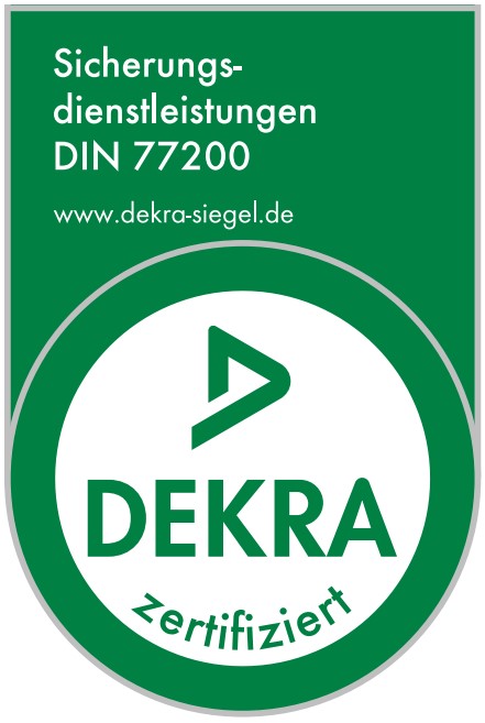 Logo DEKRA zertifiziert - Sicherungsdienstleistungen DIN 77200